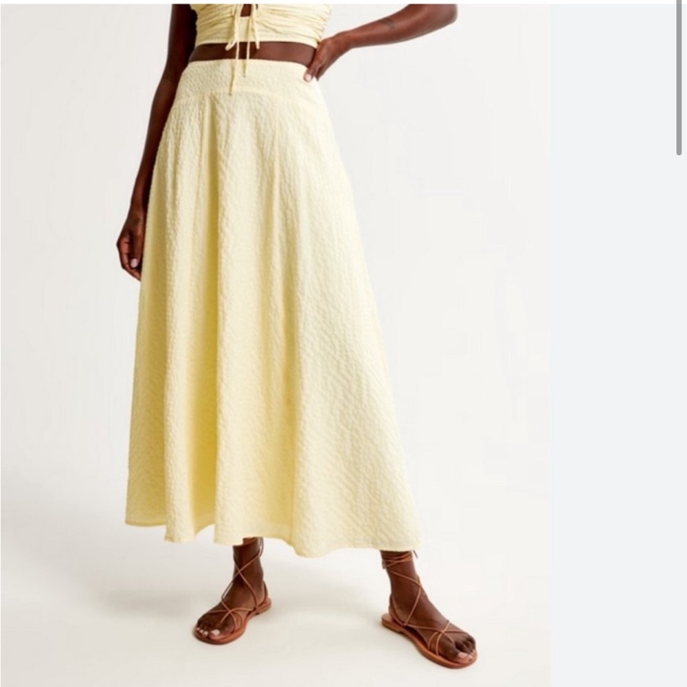 Abercrombie Yellow Textured Maxi Skirt